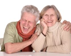 Happy old couple smiling